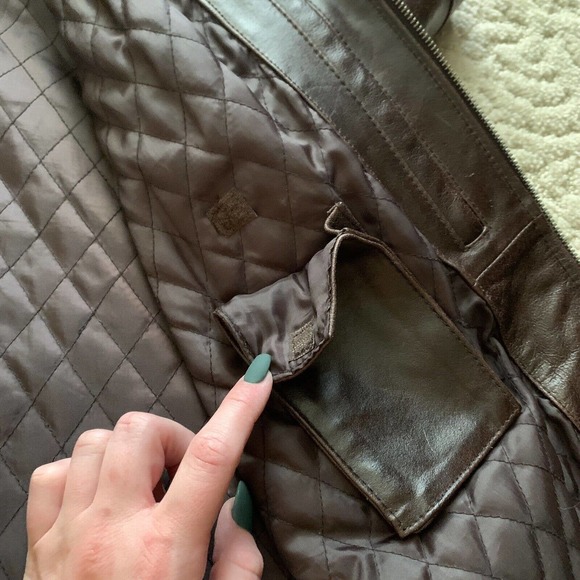 AIRBORNE Leather Jacket BROWN Coat Mens Large Vintage Please See Pictures - Picture 9 of 11